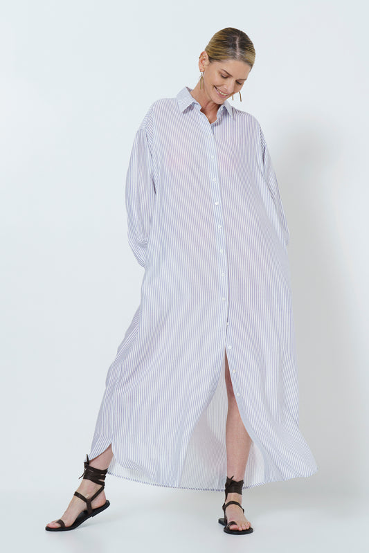 JULIETTE LONG DRESS - BLUE STRIPE