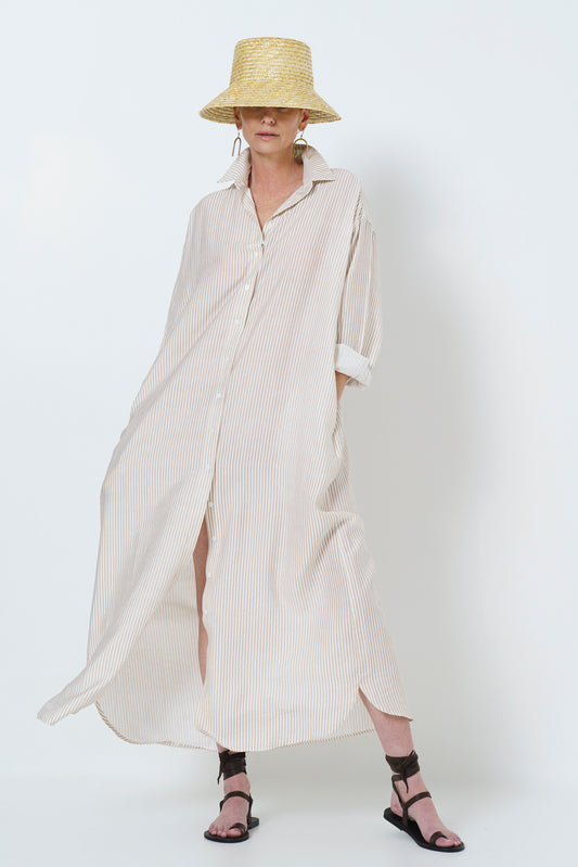 JULIETTE LONG DRESS - STONE STRIPE