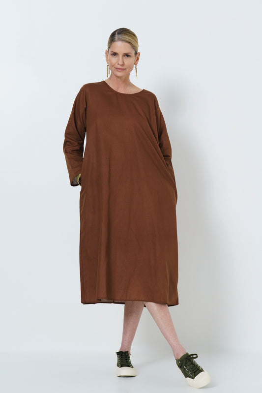 HK SHEATH DRESS - COCO BROWN