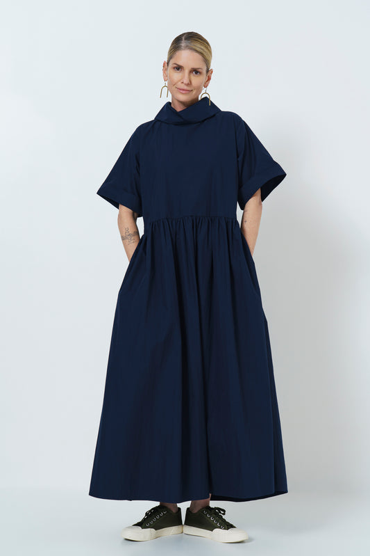 Maud Dress - Cotton Blend Navy