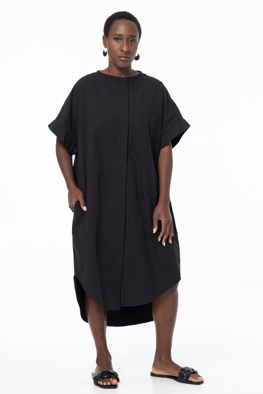 ADE SHORT SLEEVE DRESS - BLACK 300TC