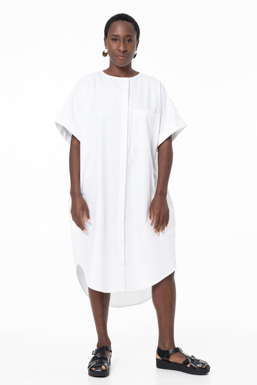 ADE SHORT SLEEVE DRESS - WHITE 300TC