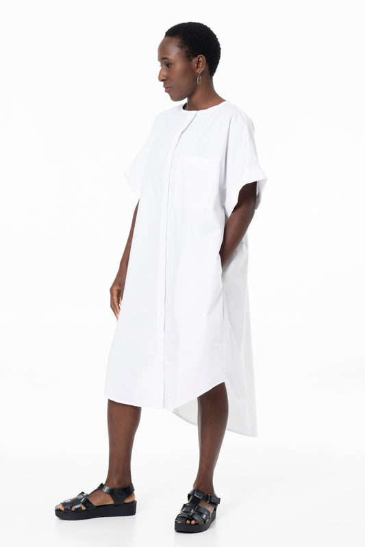 ADE SHORT SLEEVE DRESS - WHITE 300TC