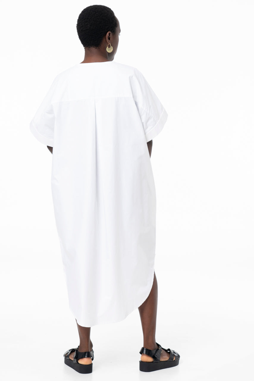 ADE SHORT SLEEVE DRESS - WHITE 300TC