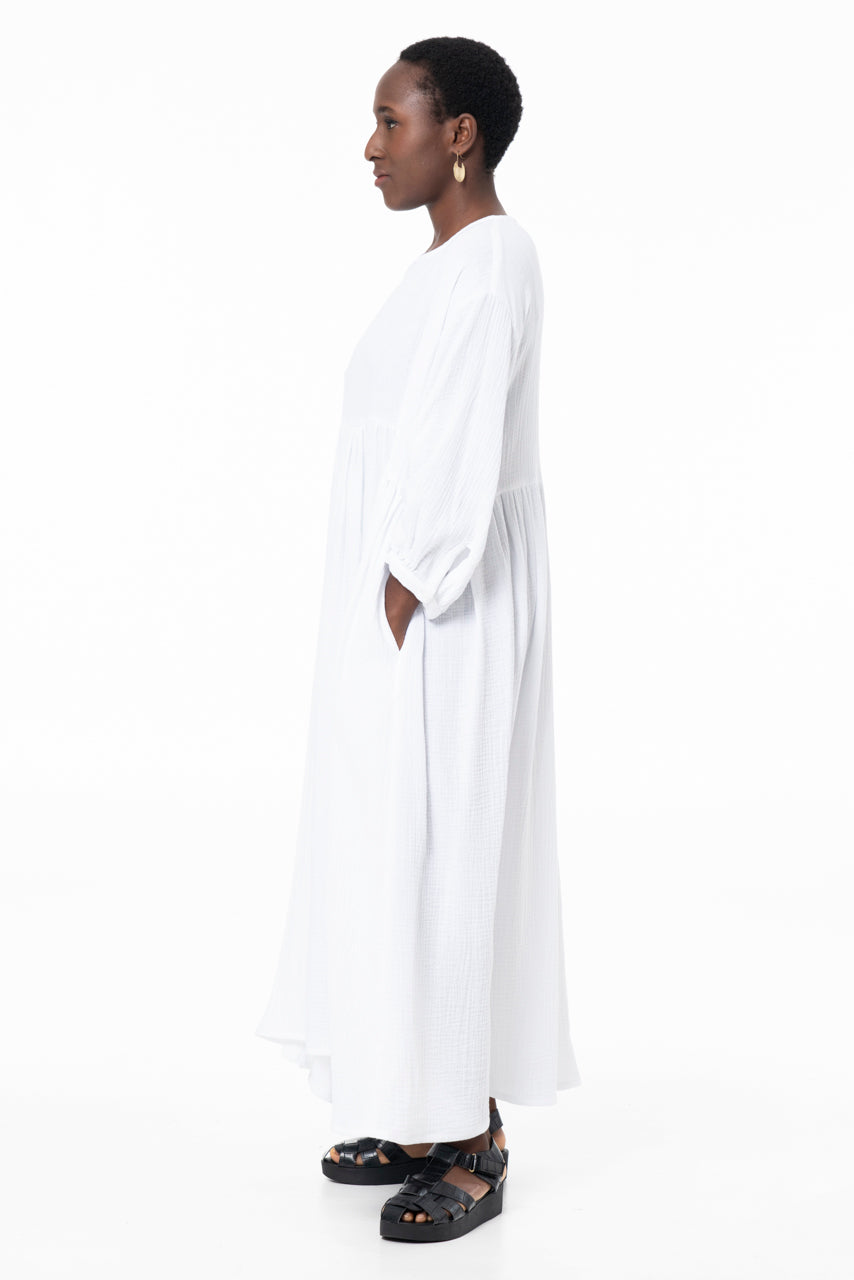 AOKI LONG SACK - DOUBLE MUSLIN- WHITE