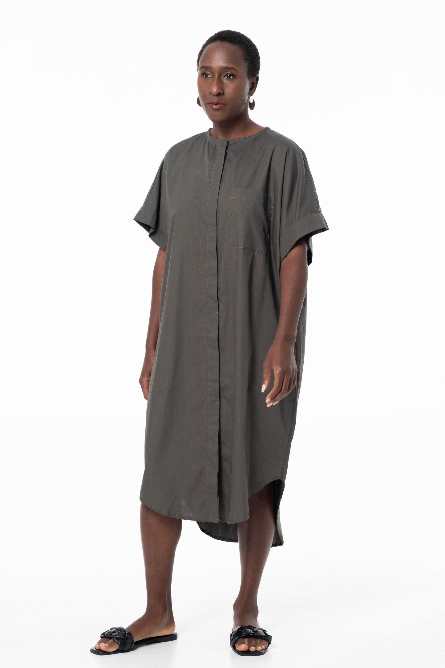 ADE SHORT SLEEVE DRESS - OLIVE