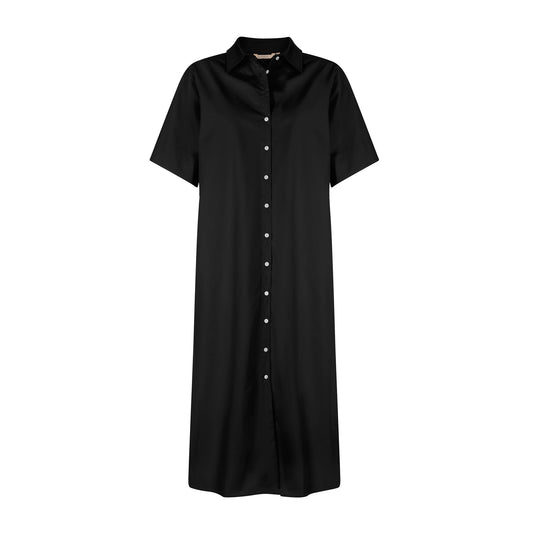 CARINE BUTTON UP DRESS- BLACK